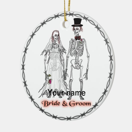 Goth Skeleton Hochzeitsschmuck Keramik Ornament (Links)