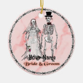 Goth Skeleton Hochzeitsschmuck Keramik Ornament (Vorne)