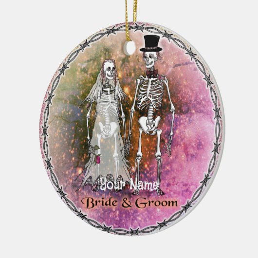 Goth Skeleton Hochzeitsschmuck Keramik Ornament (Links)