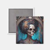 Goth Skeleton Skull Woman Gothic Magnet (Vorderseite/Rückseite)