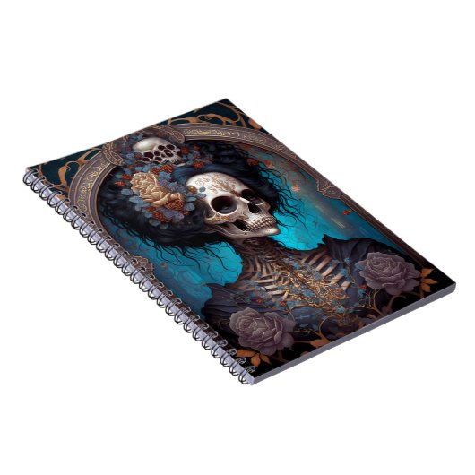 Goth Skeleton Skull Woman Gothic Notizblock (Rechte Seite)