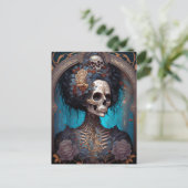 Goth Skeleton Skull Woman Gothic Postkarte (Stehend Vorderseite)