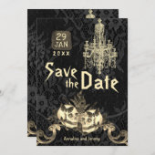 Goth Skeleton Wedding Save the Date (Vorne/Hinten)