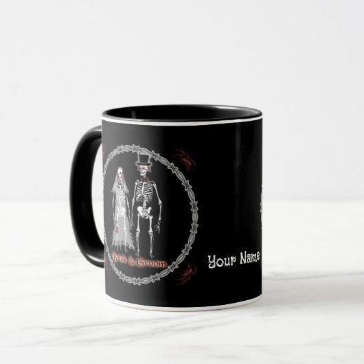 Goth Skeleton Wedding Tasse (Vorderseite Links)