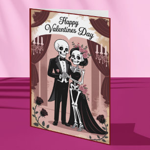 Goth-Skelett-Paar Valentinstag Romantik Karte