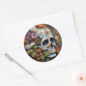 Goth Skull and Blume Day of the Dead Runder Aufkleber (Umschlag)