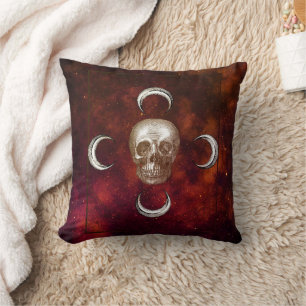 Goth Skull and Moon Celestial Kissen