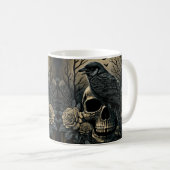 Goth Skull Art with Raven Design Kaffeetasse (VorderseiteRechts)