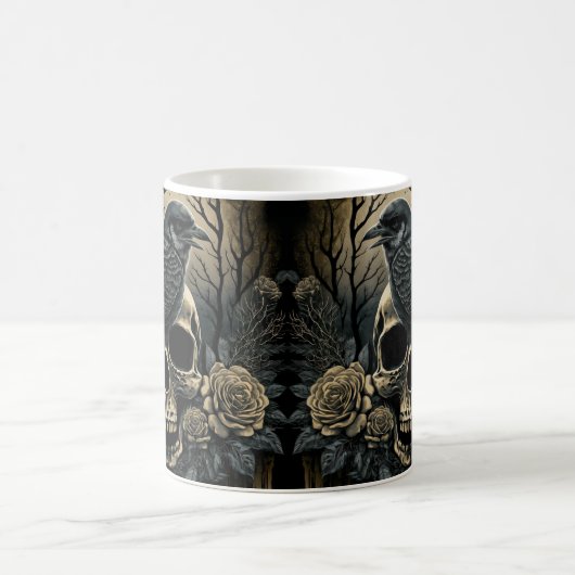 Goth Skull Art with Raven Design Kaffeetasse (Mittel)