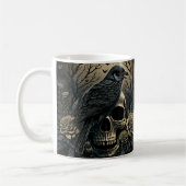 Goth Skull Art with Raven Design Kaffeetasse (Links)