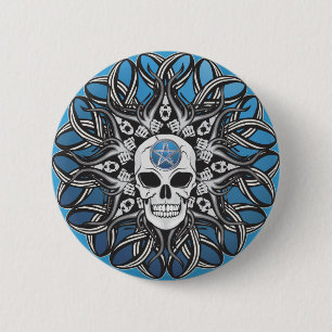 Goth Skull - Blau Button