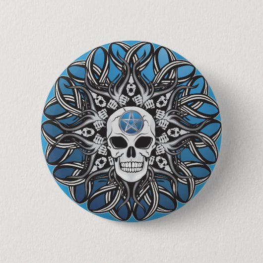 Goth Skull - Blau Button (Vorderseite)
