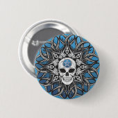 Goth Skull - Blau Button (Vorne & Hinten)