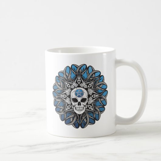 Goth Skull - Blau Kaffeetasse (Rechts)