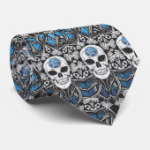 Goth Skull - Blau Krawatte (Gerollt)