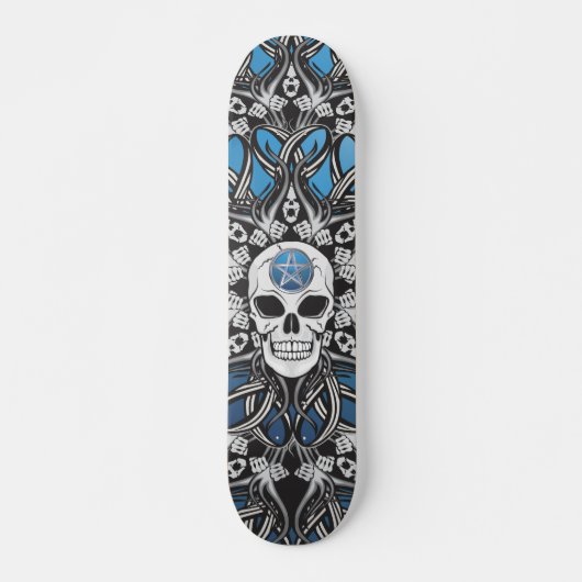 Goth Skull - Blau Skateboard (Vorne)