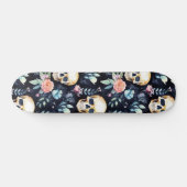 Goth Skull Blume Wasserfarbmuster Skateboard (Horizontal)