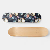 Goth Skull Blume Wasserfarbmuster Skateboard (Horizontal)