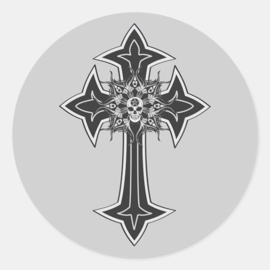 Goth Skull Cross Runder Aufkleber (Vorderseite)