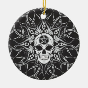 Goth Skull Keramik Ornament