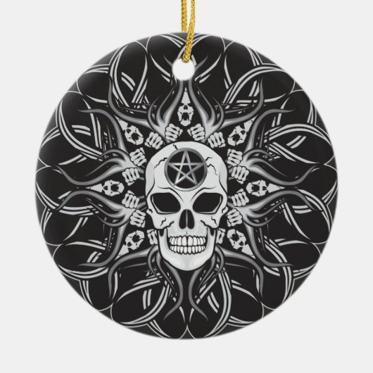 Goth Skull Keramik Ornament (Vorne)