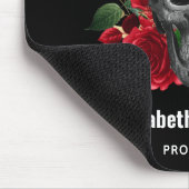 Goth Skull mit Red Blume & Gold Blätter Mousepad (Ecke)