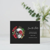 Goth Skull mit Rote Rosen Save the Date