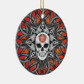 Goth Skull - Orange Keramikornament (Rechts)