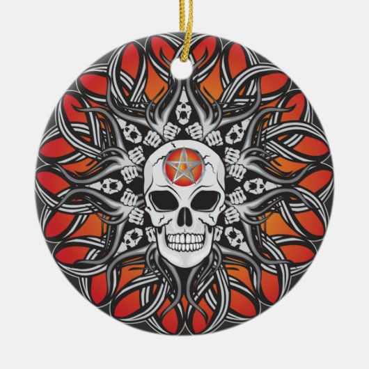 Goth Skull - Orange Keramikornament (Vorne)