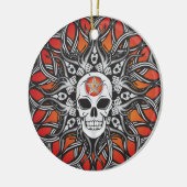 Goth Skull - Orange Keramikornament (Links)