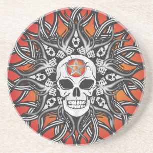 Goth Skull - Orange Sandstein Untersetzer