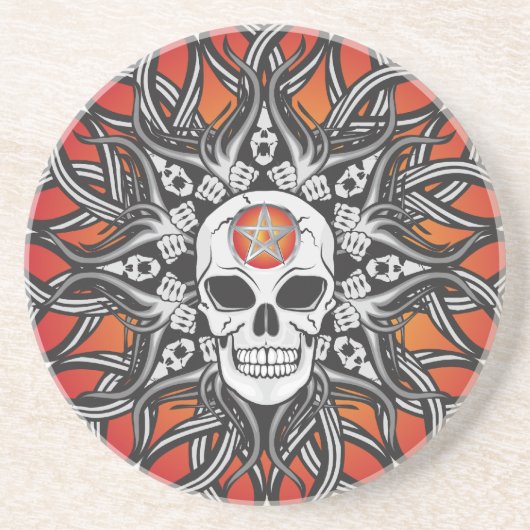 Goth Skull - Orange Sandstein Untersetzer (Vorne)