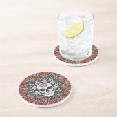 Goth Skull - Orange Sandstein Untersetzer (Seite)