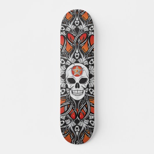 Goth Skull - Orange Skate Skateboard (Vorne)