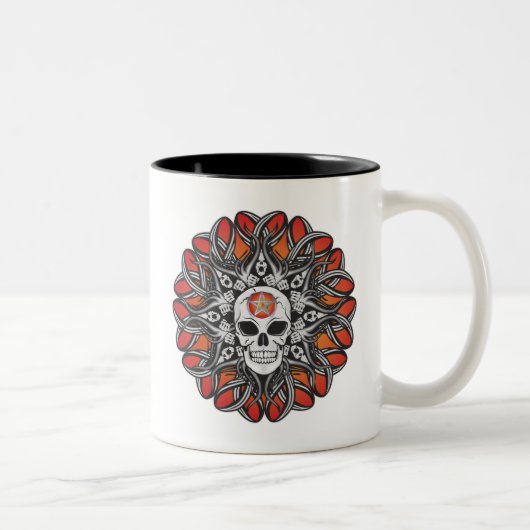 Goth Skull - Orange Zweifarbige Tasse (Rechts)