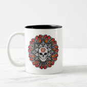 Goth Skull - Orange Zweifarbige Tasse (Links)