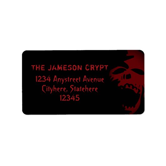 Goth Skull Red und Black Horror Theme Halloween Adressaufkleber (Vorne)