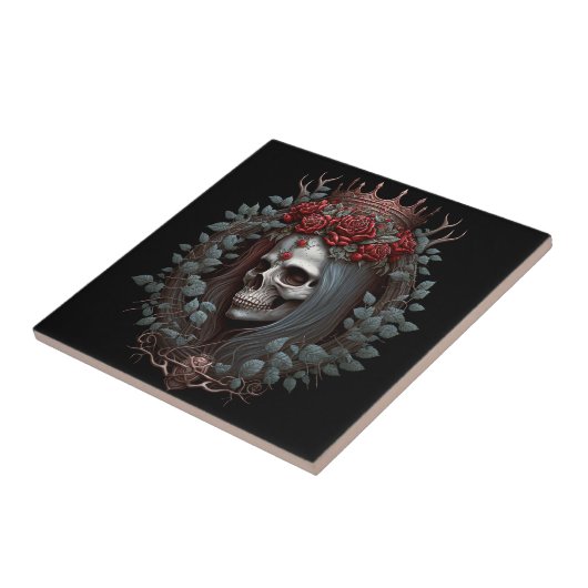 Goth Skull Rose Crown Gothic Fliese (Seite)