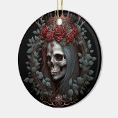 Goth Skull Rose Crown Gothic Keramik Ornament (Links)