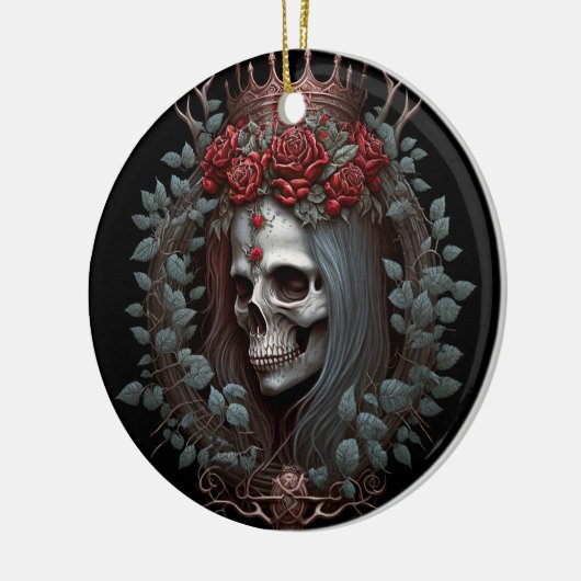 Goth Skull Rose Crown Gothic Keramik Ornament (Links)