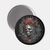 Goth Skull Rose Crown Gothic Magnet (Vorderseite/Rückseite)