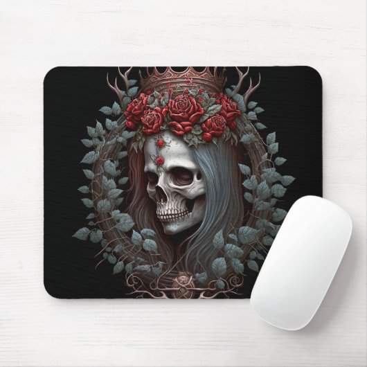 Goth Skull Rose Crown Gothic Mousepad (Mit Mouse)