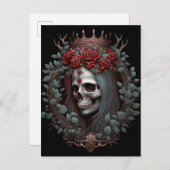 Goth Skull Rose Crown Gothic Postkarte (Vorne/Hinten)
