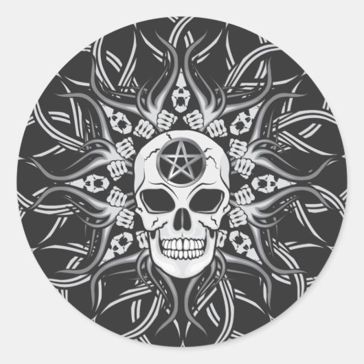Goth Skull Runder Aufkleber (Vorderseite)