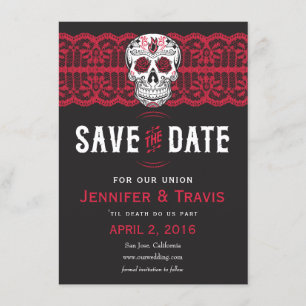 Goth Skull Swirl & Lace Wedding Speichern Sie die  Save The Date