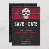 Goth Skull Swirl & Lace Wedding Speichern Sie die  Save The Date (Vorne/Hinten)