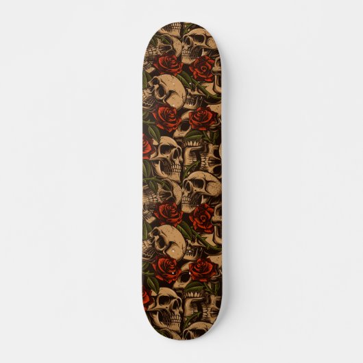 Goth Skull und Rose Graffiti-Muster Skateboard (Vorne)