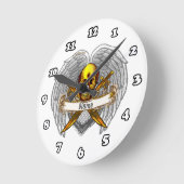 Goth skull Warrior Clock Runde Wanduhr (Winkel)
