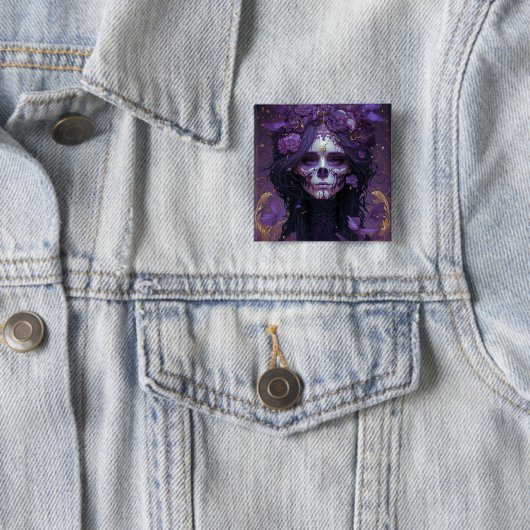 Goth Skull Woman Dark Fantasy Art Button (Beispiel)