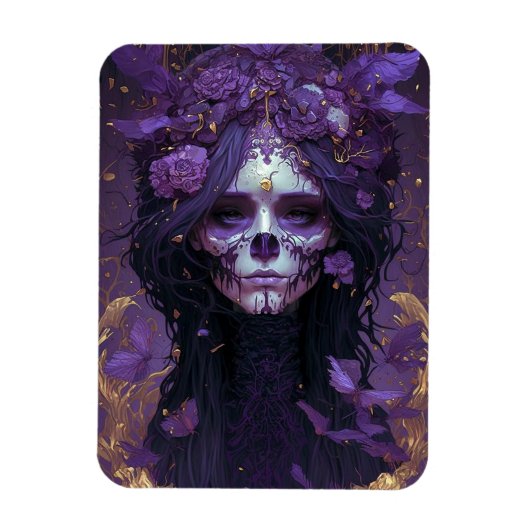 Goth Skull Woman Dark Fantasy Art Magnet (Vertikal)